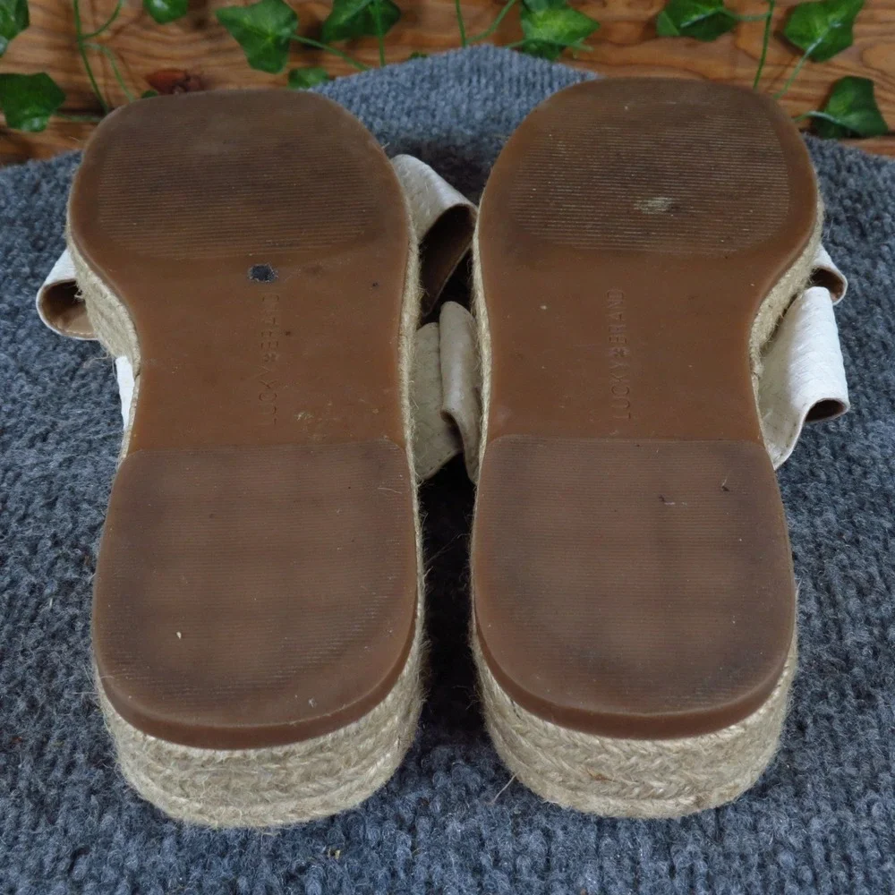 Lucky Brand Gayte Womens Espadrille Platform Slide Sandals 7.5M Summer White